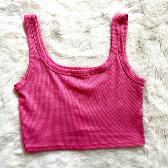 SHEIN Bright Pink Ribbed Cropped Tank Top - Picture 2 of 4